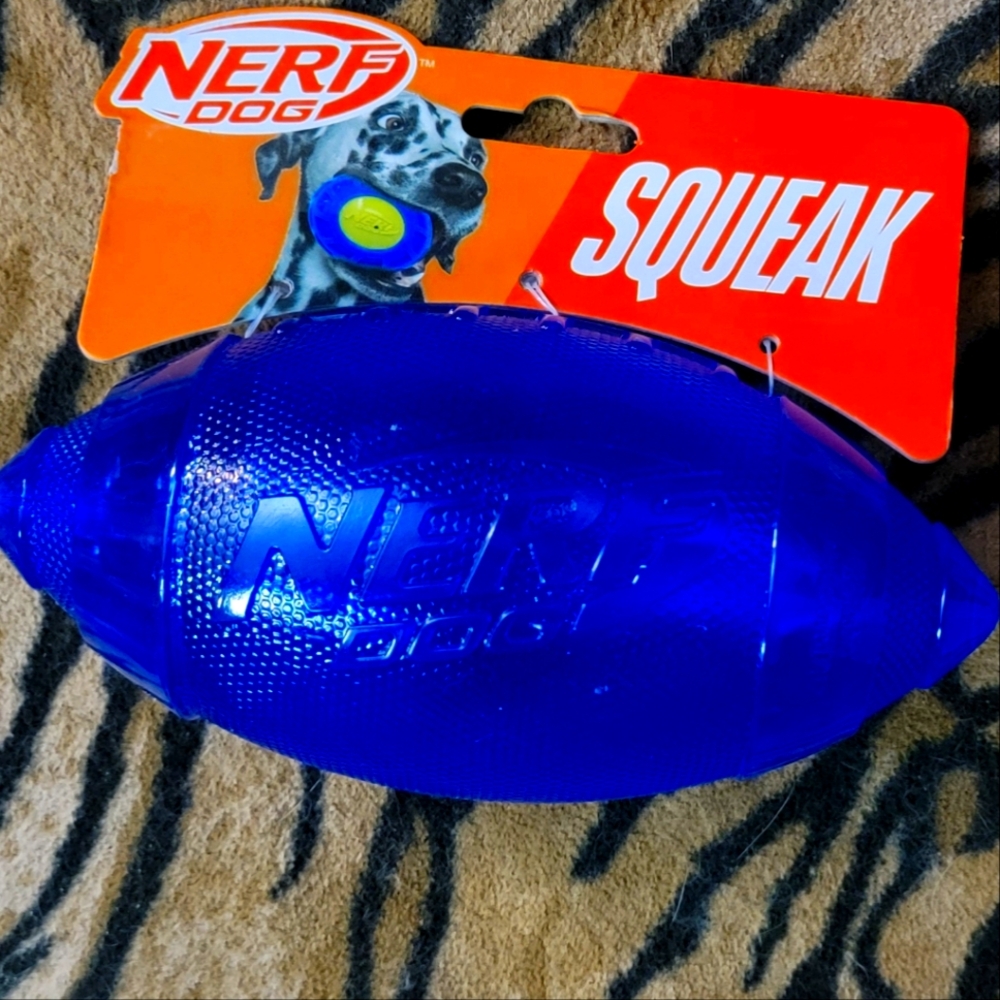 Nerf Dog Football Blue Squeak Toy